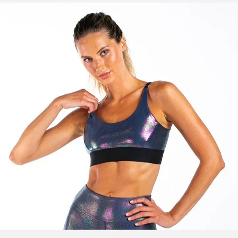 Heroine Sport Iridescent Sports Bra - Black and Purple